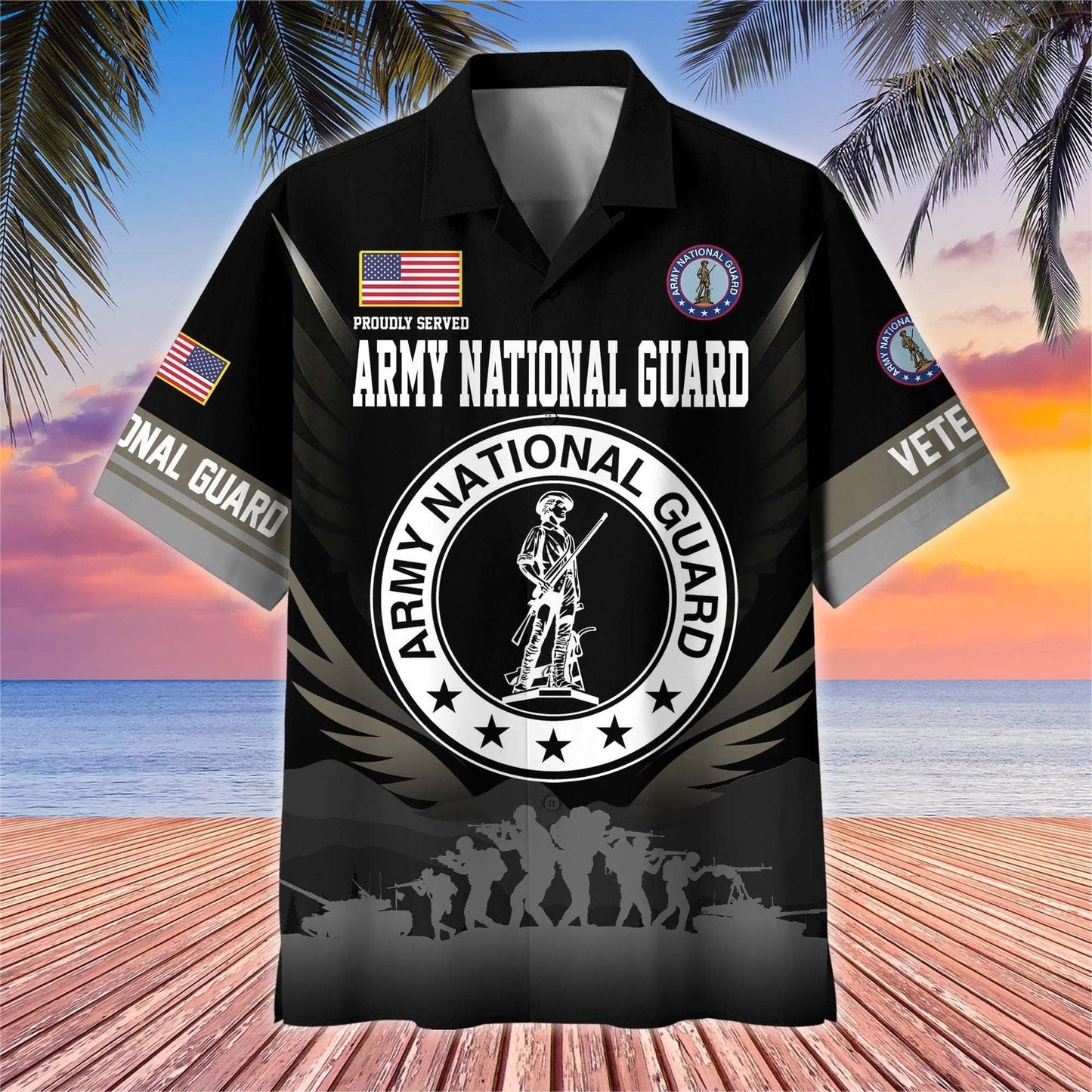 Army National Guard Tropical - Hawaiian Shirt - Patriotic Gift For Veterans | HN02