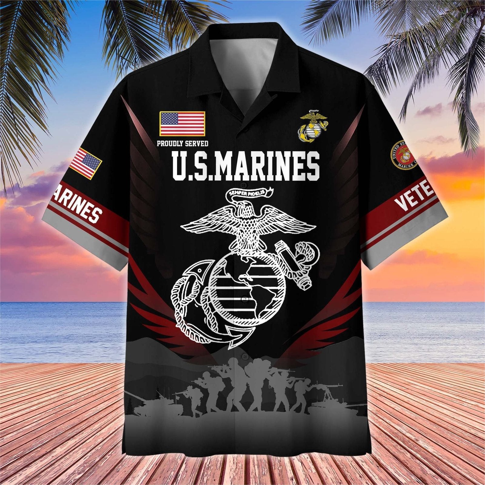 Proudly Served Marine Veteran - Hawaiian Shirt - Patriotic Gift For Veterans | HN02