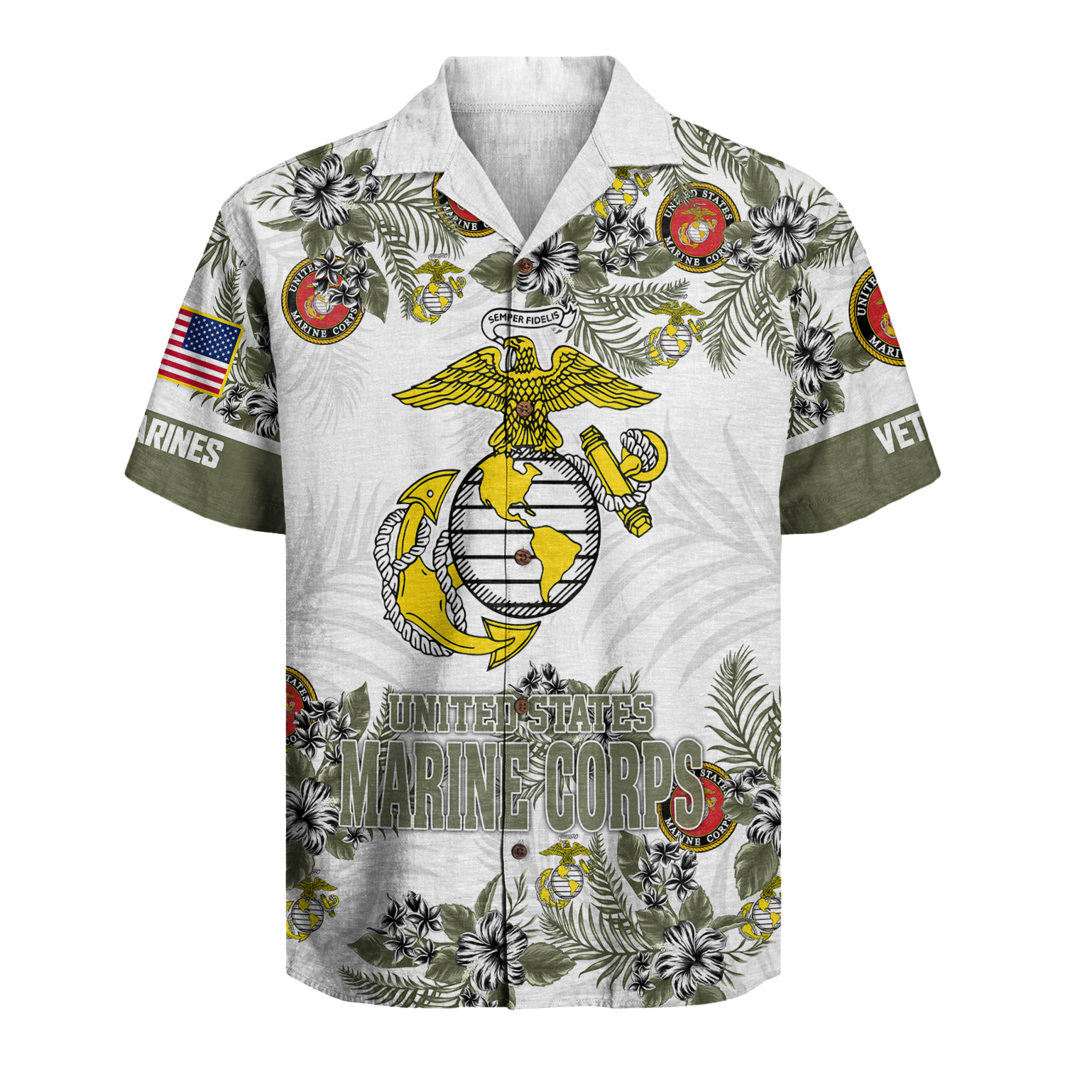 Us Marines Veteran - Hawaiian Shirt -  Patriotic Gift For Veterans | HN02