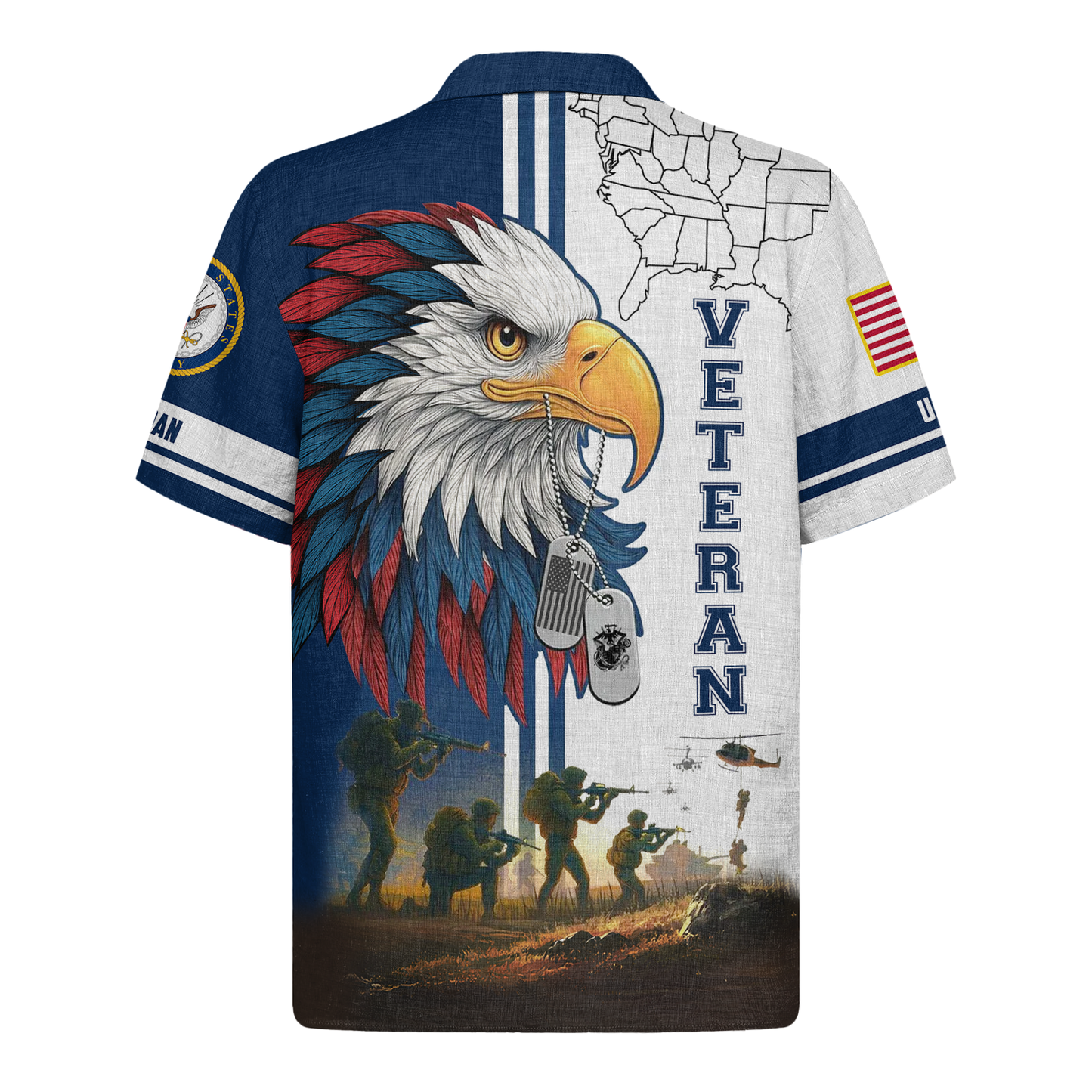 Navy Bald Eagle Military - Hawaiian Shirt - Patriotic Gift For Veterans | HN02