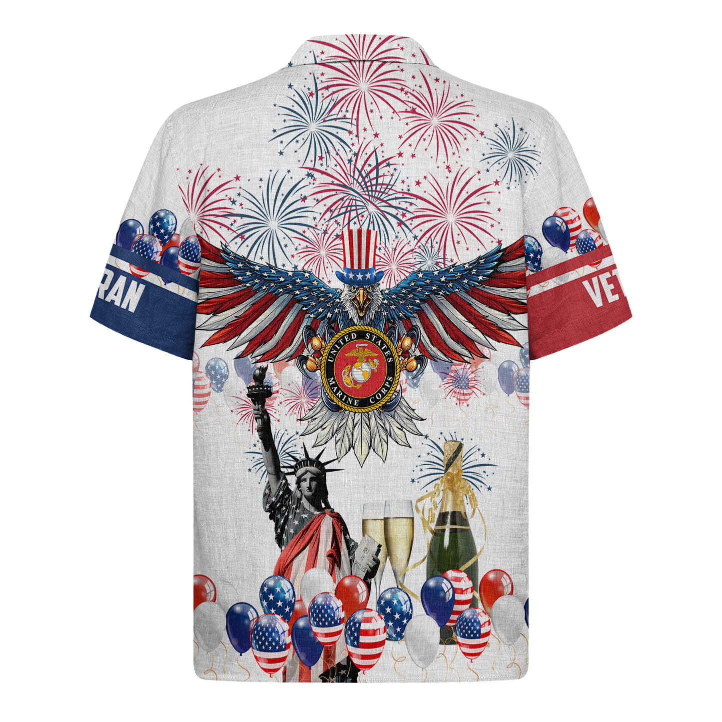 Eagle & Fireworks Military Pride - Hawaiian Shirt -  Patriotic Gift For Veterans | HN02