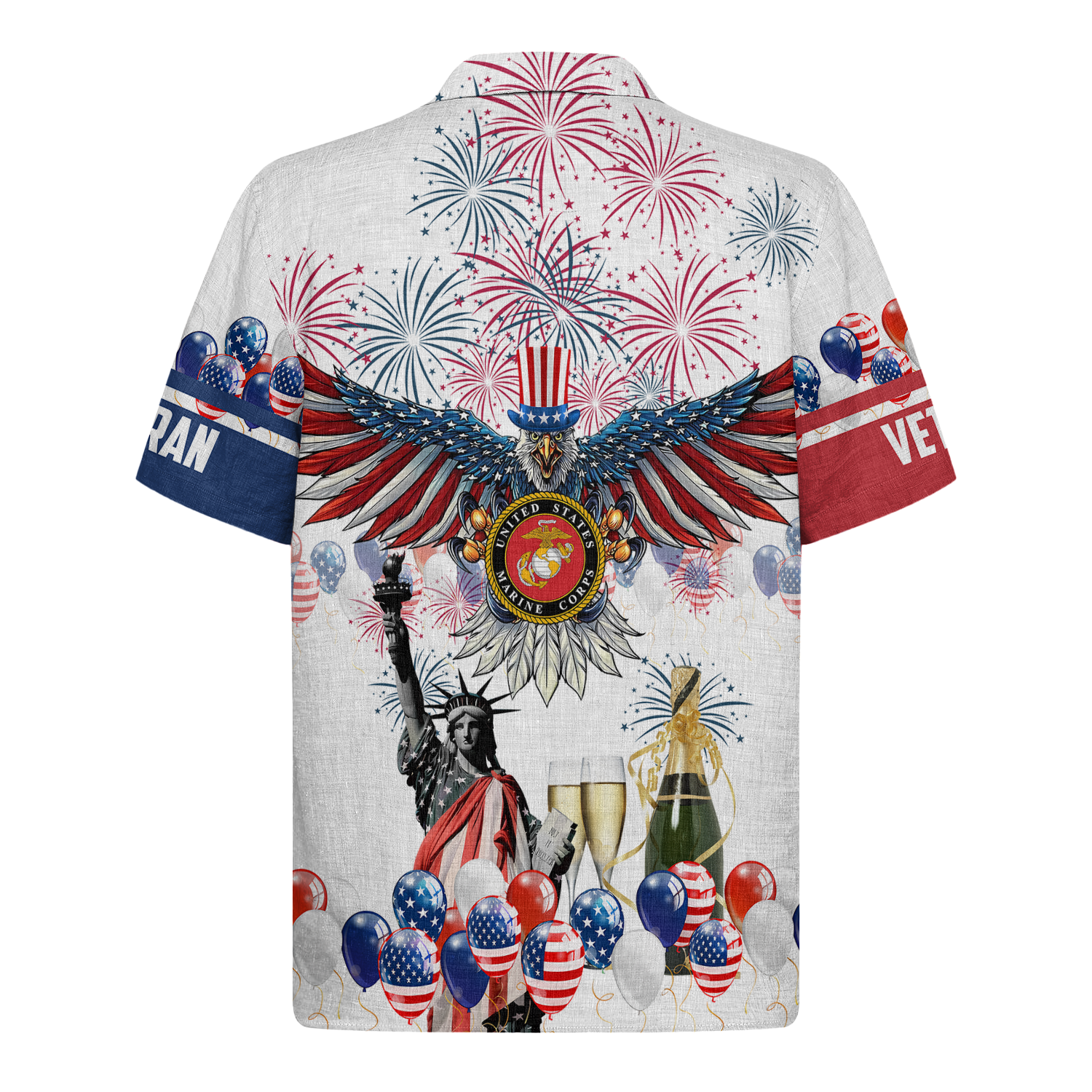 Eagle & Fireworks Military Pride - Hawaiian Shirt -  Patriotic Gift For Veterans | HN02