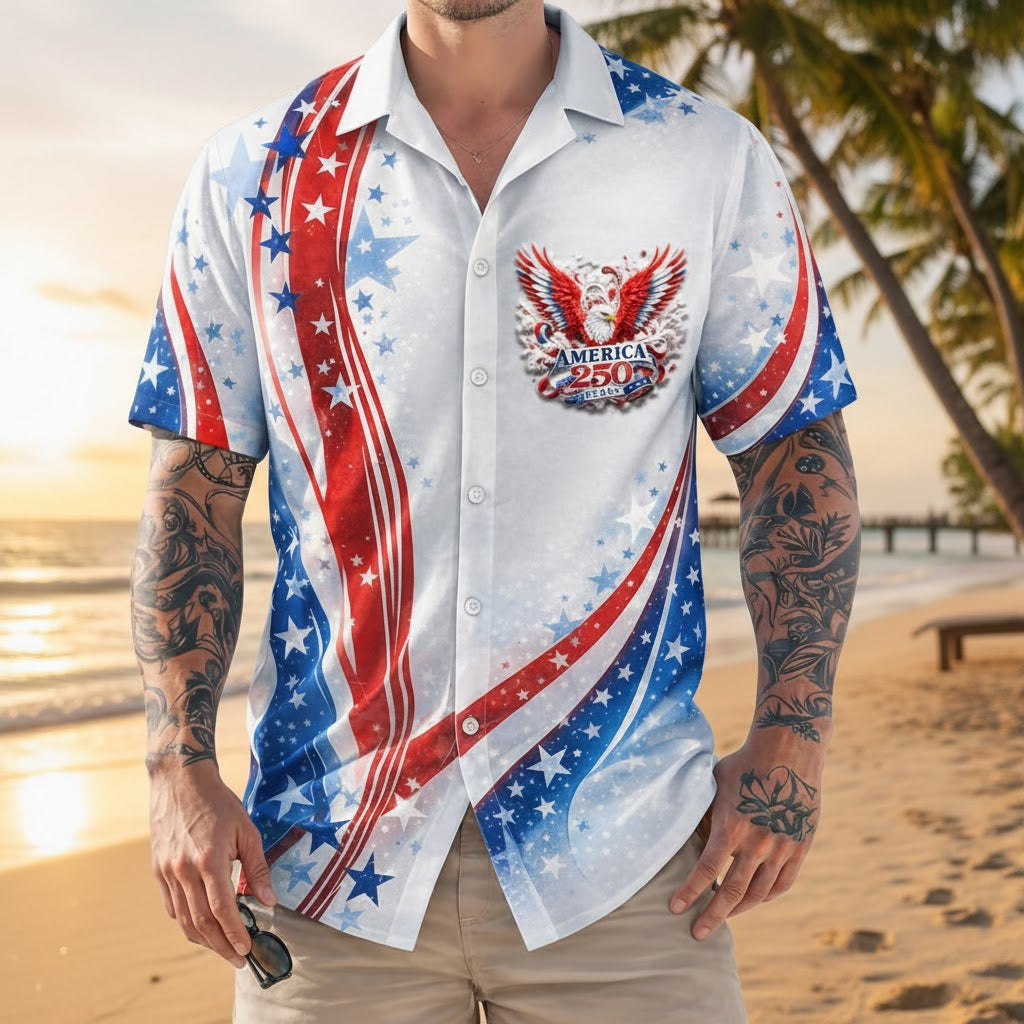 America 250 Year Eagle - Hawaiian Shirt - Gift for Dad, Husband, Grandpa | HN02