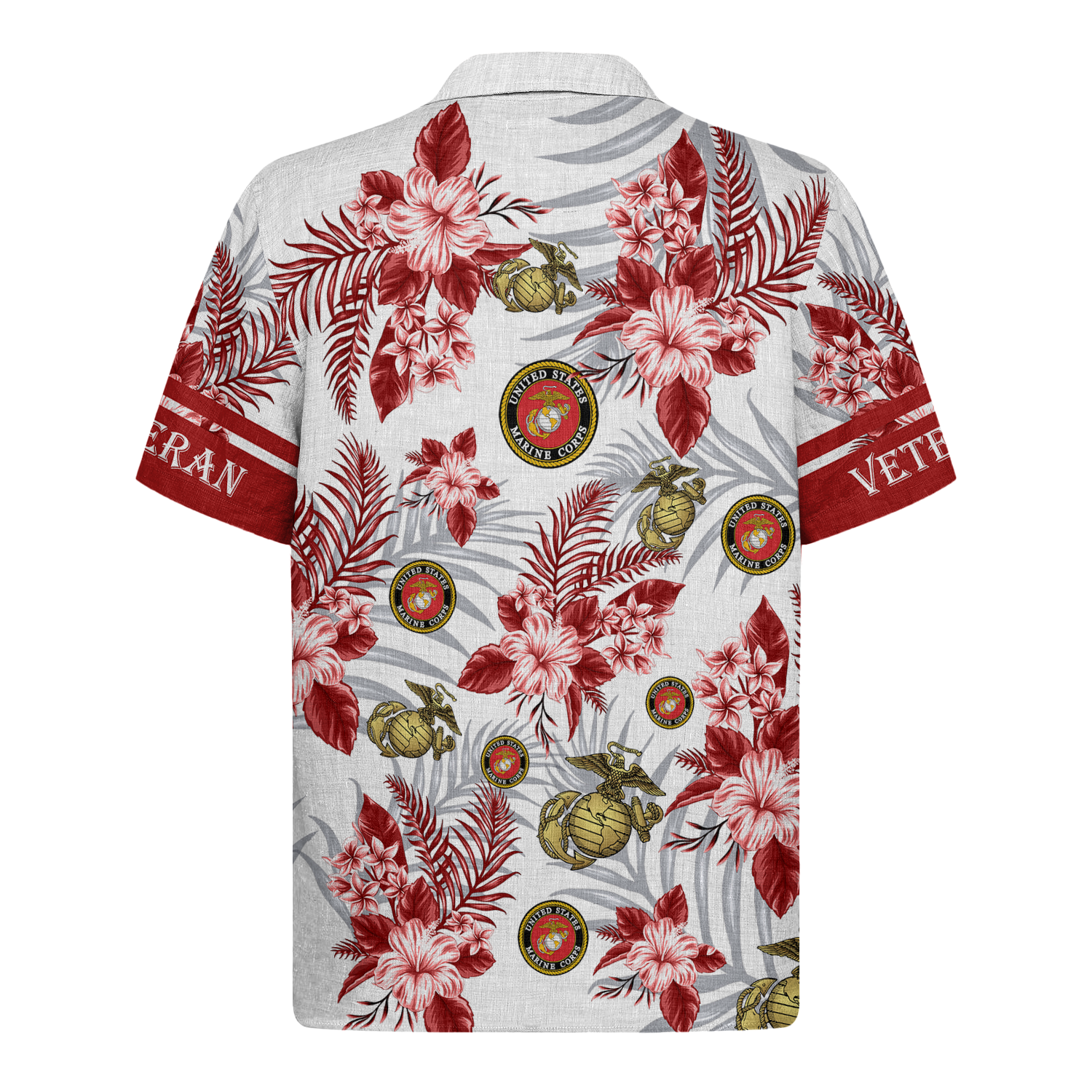 U.S. Marine Veteran Floral Tropical - Hawaiian Shirt - Patriotic Gift For Veterans | HN02