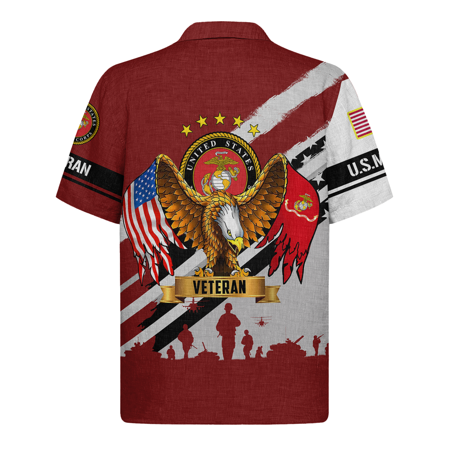 US Marines Eagle Flag Military - Hawaiian Shirt - Patriotic Gift For Veterans | HN02