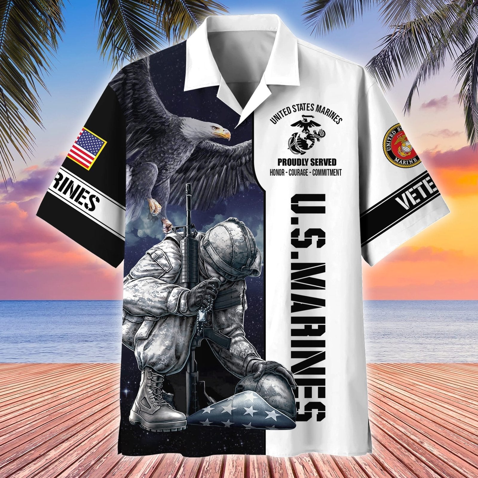 U.S. Marines Eagle Military - Hawaiian Shirt -  Patriotic Gift For Veterans | HN02