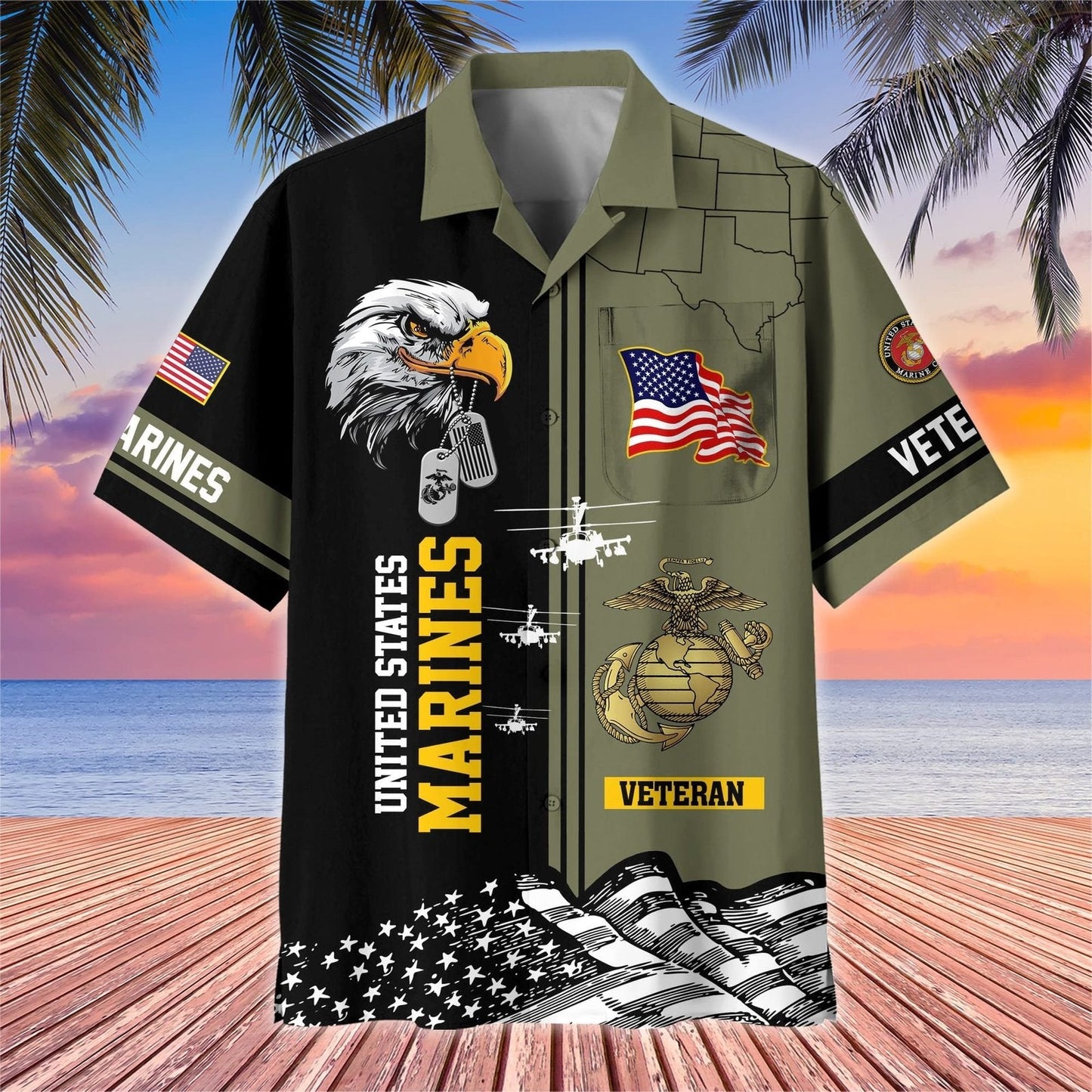 United States Marines - Hawaiian Shirt -  Patriotic Gift For Veterans | HN02