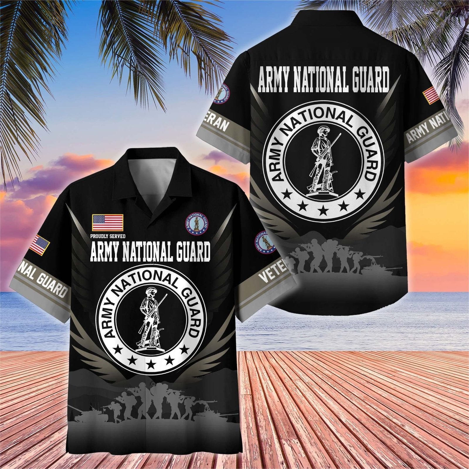 Army National Guard Tropical - Hawaiian Shirt - Patriotic Gift For Veterans | HN02