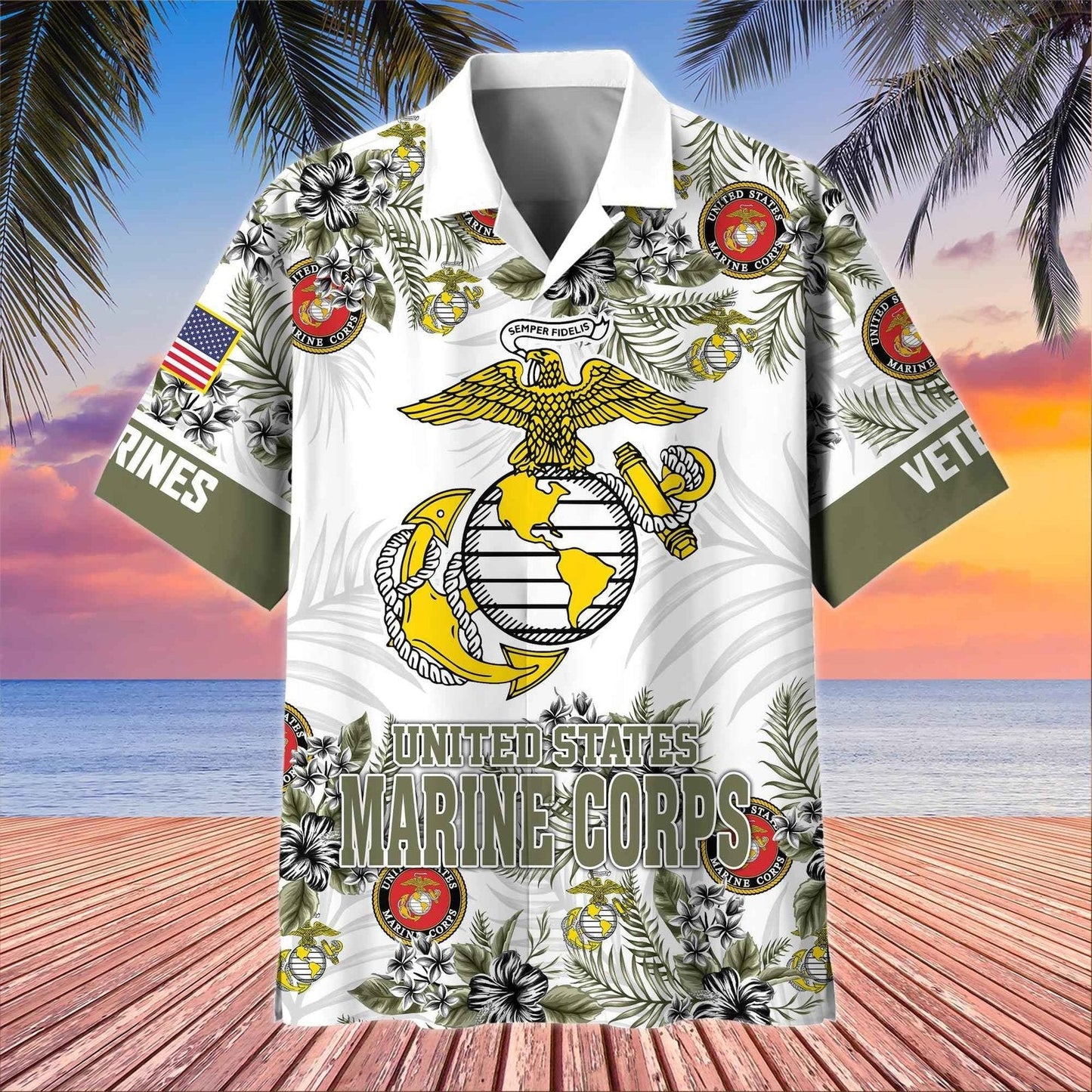 Us Marines Veteran - Hawaiian Shirt -  Patriotic Gift For Veterans | HN02