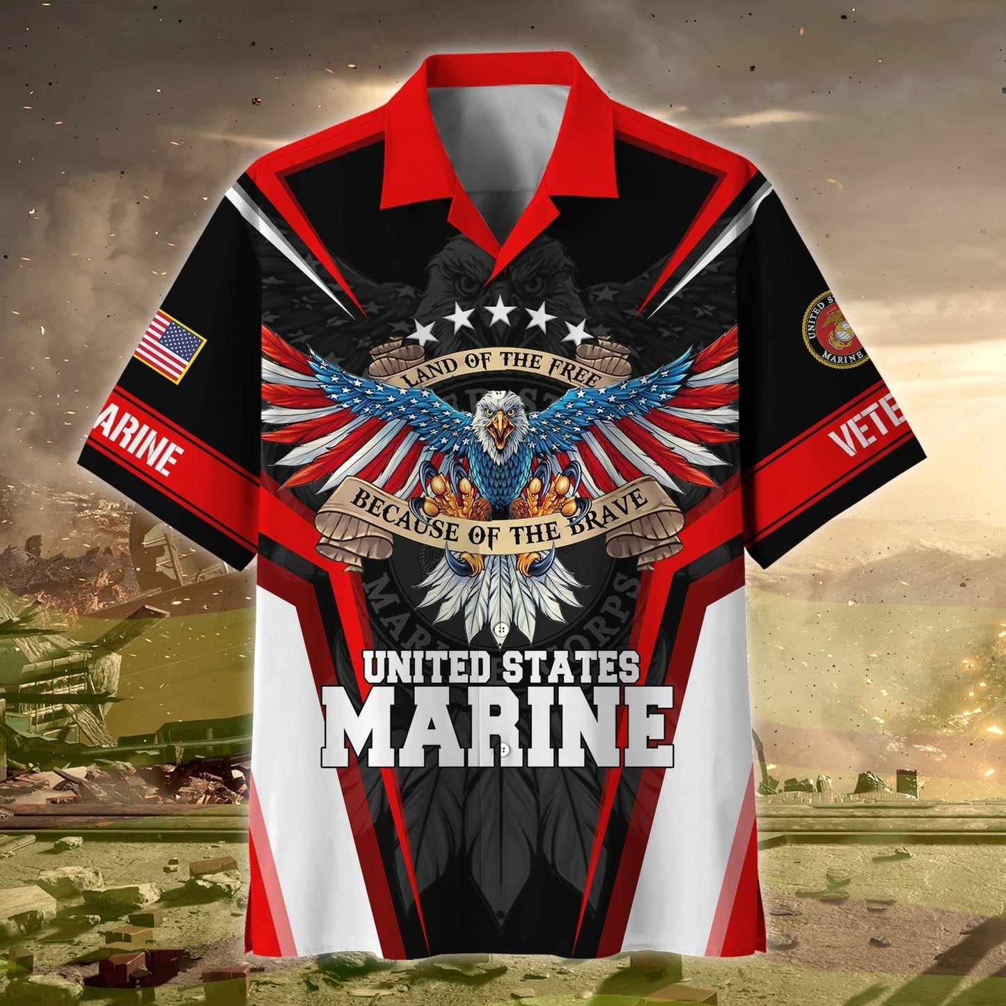 United States Marine Corps - Hawaiian Shirt -  Patriotic Gift For Veterans | HN02