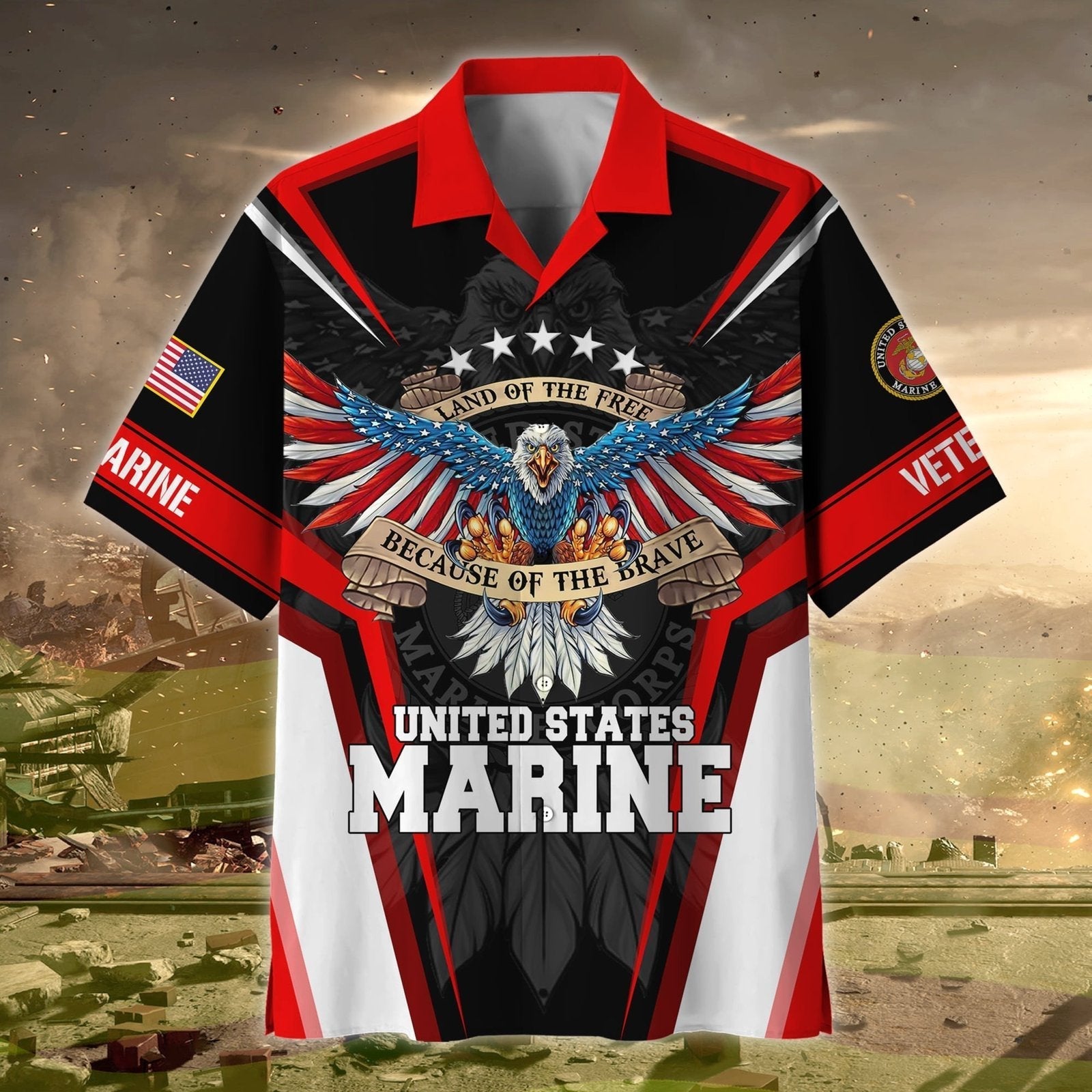 United States Marine Corps - Hawaiian Shirt -  Patriotic Gift For Veterans | HN02