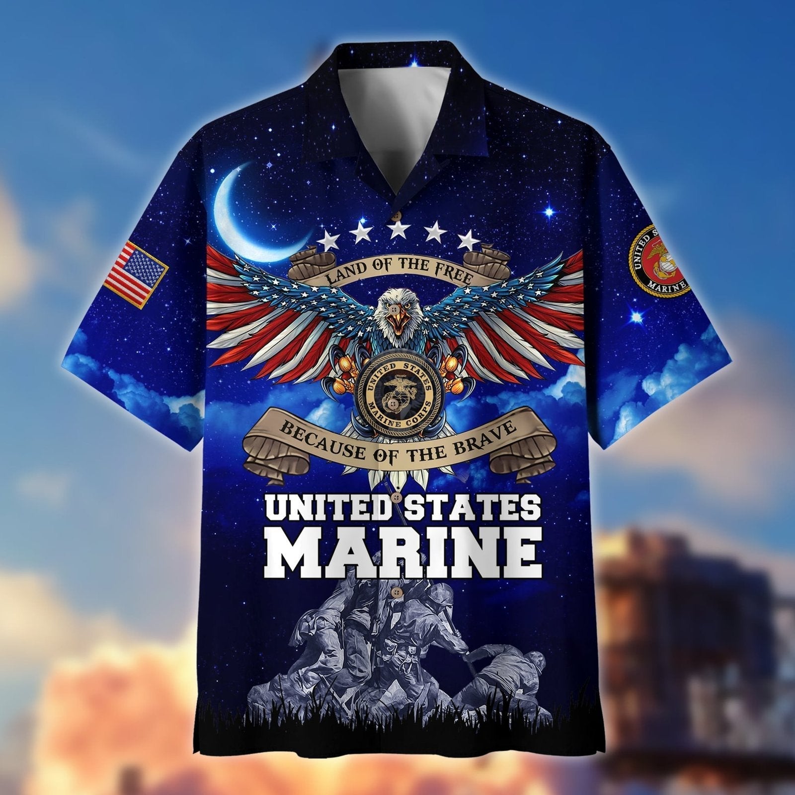 Land Of The Free Because Of The Brave - Hawaiian Shirt -  Patriotic Gift For Veterans | HN02