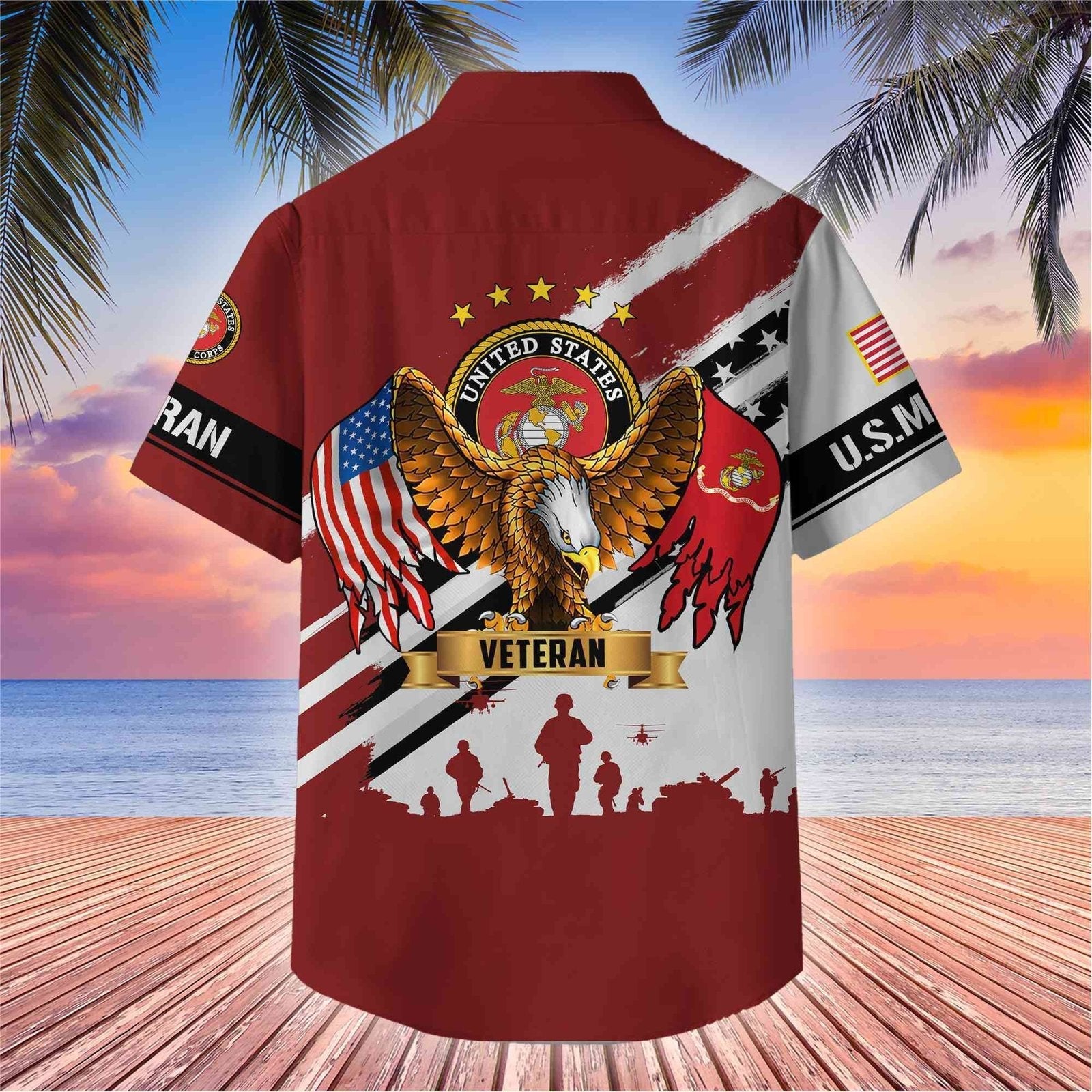 US Marines Eagle Flag Military - Hawaiian Shirt - Patriotic Gift For Veterans | HN02