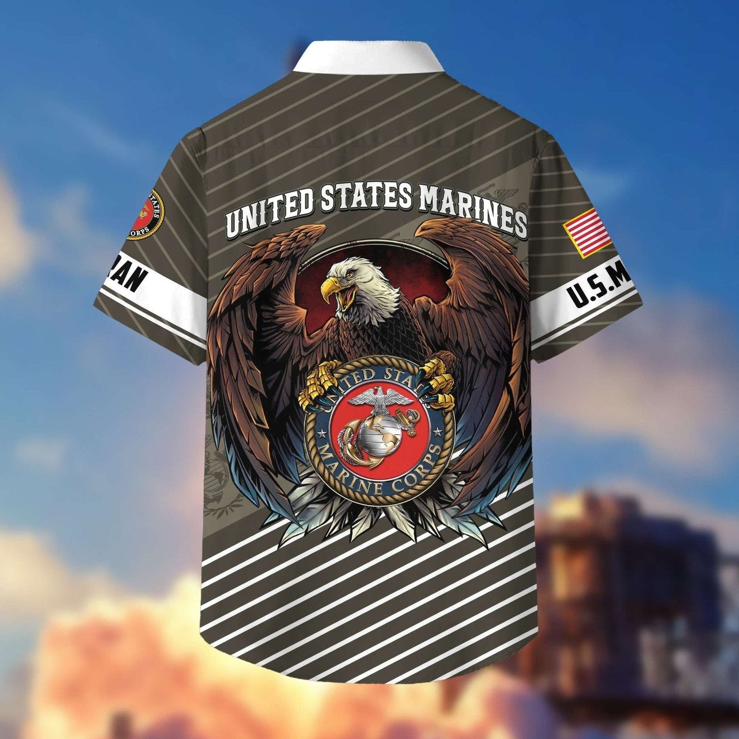 Marine Corps Veteran Eagle Globe Tribute - Hawaiian Shirt - Patriotic Gift For Veterans | HN02