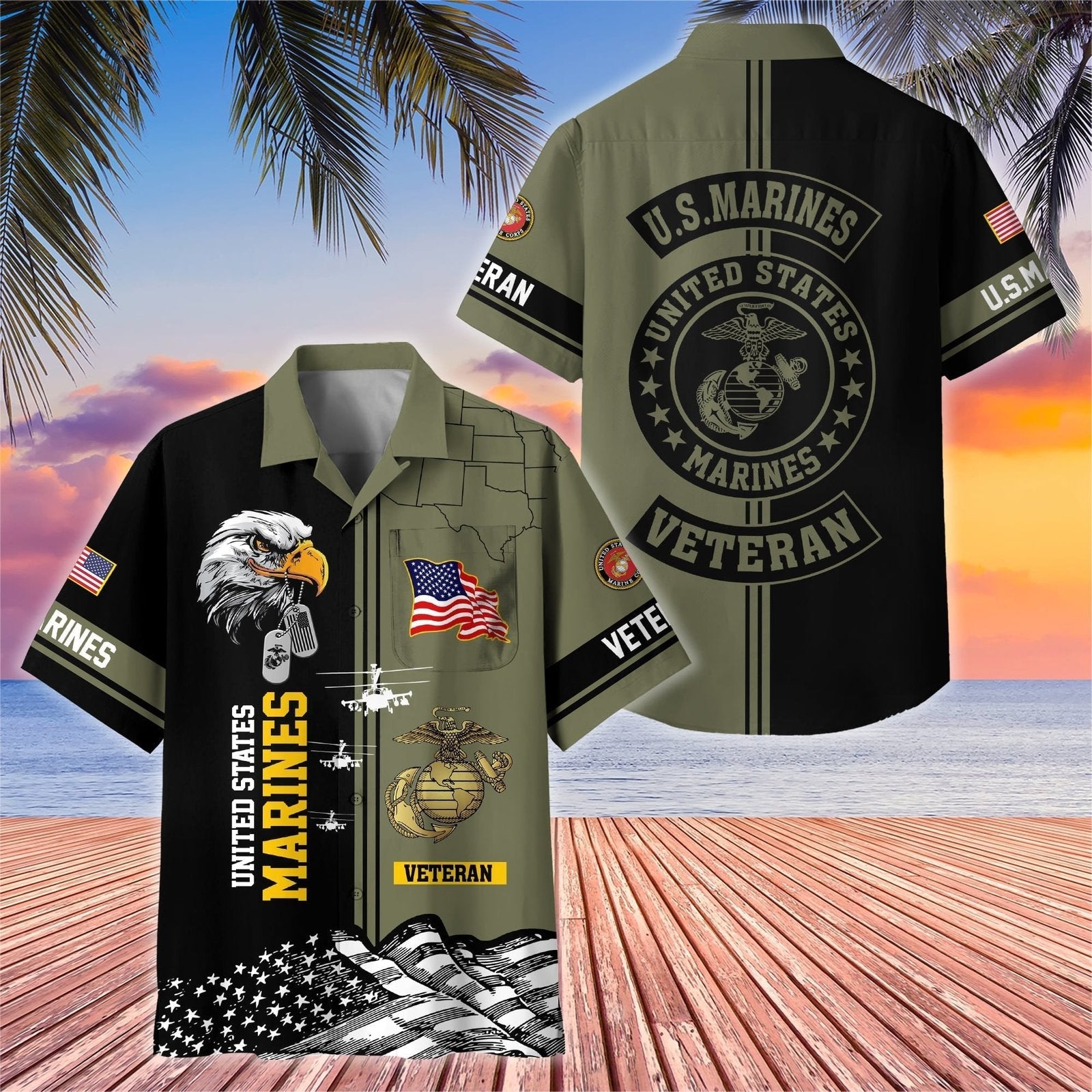 United States Marines - Hawaiian Shirt -  Patriotic Gift For Veterans | HN02