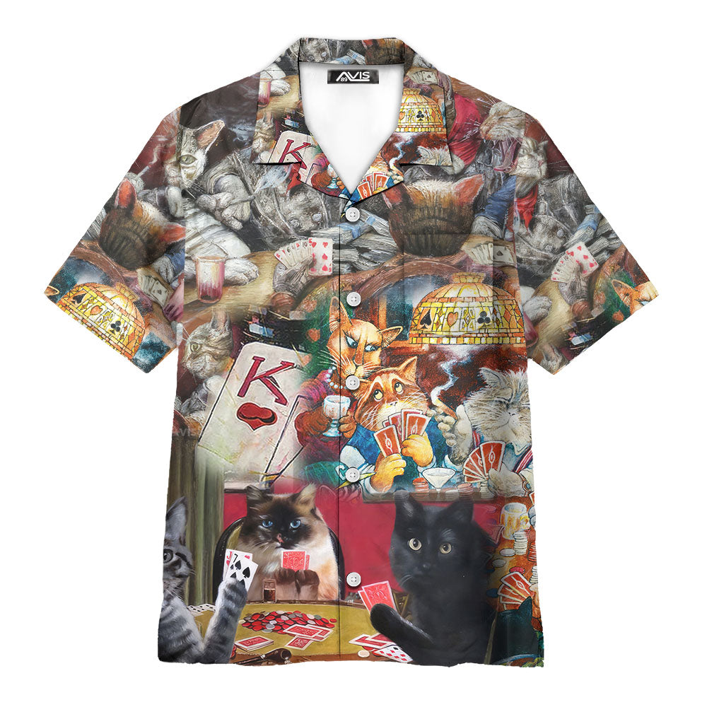 Poker Beautiful Cats Play Poker - Hawaiian Shirt