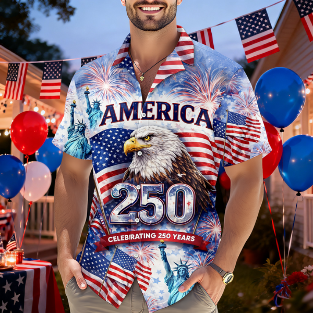 Celebrating 250th Anniversary United States - Hawaiian Shirt - Gift for Dad, Husband, Grandpa | HN02