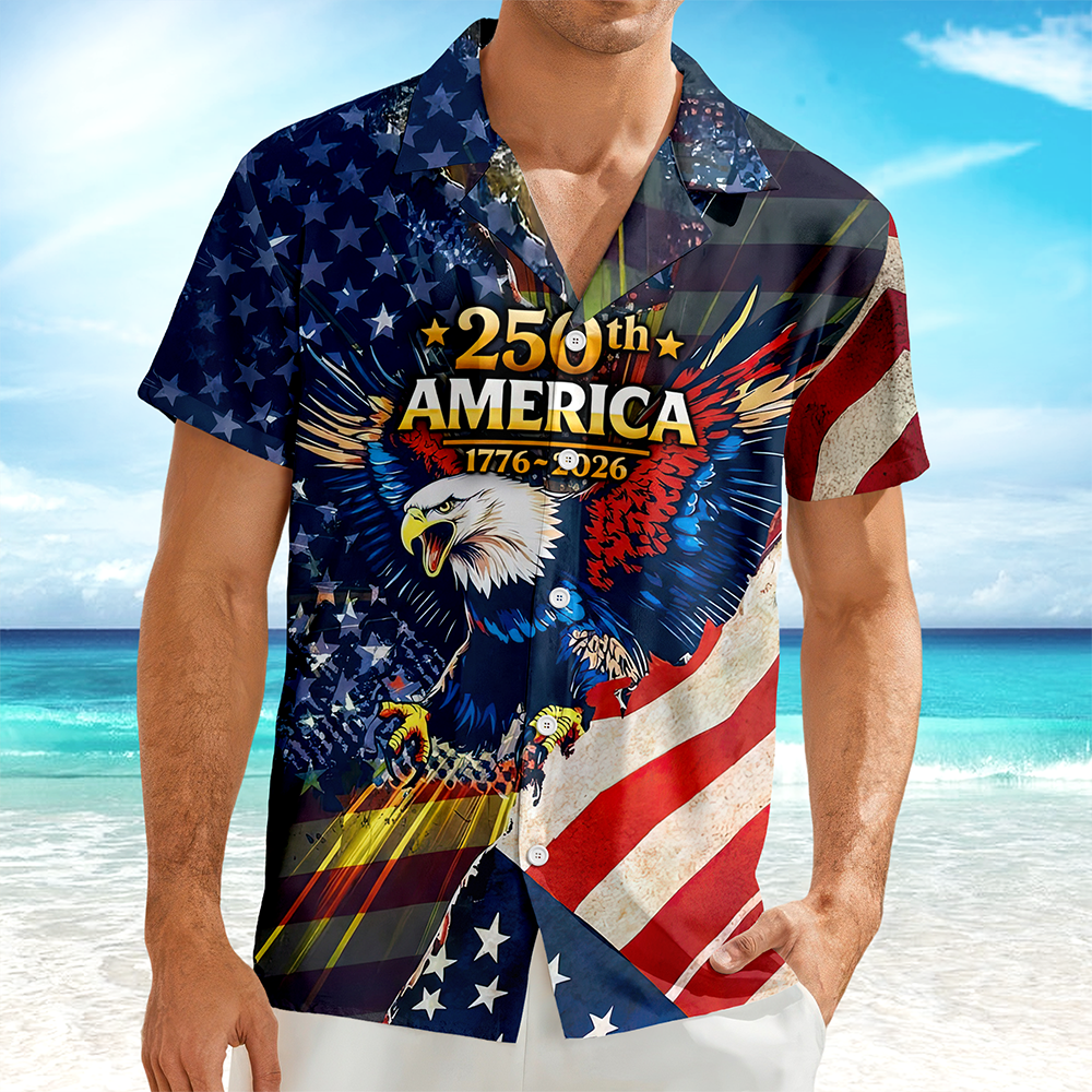 Patriotic 250th America 1776-2026 Eagle - Hawaiian Shirt - Gift for Dad, Husband, Grandpa HN02