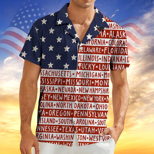 America State Flag - Hawaiian Shirt - Gift for Dad, Husband, Grandpa | HN02