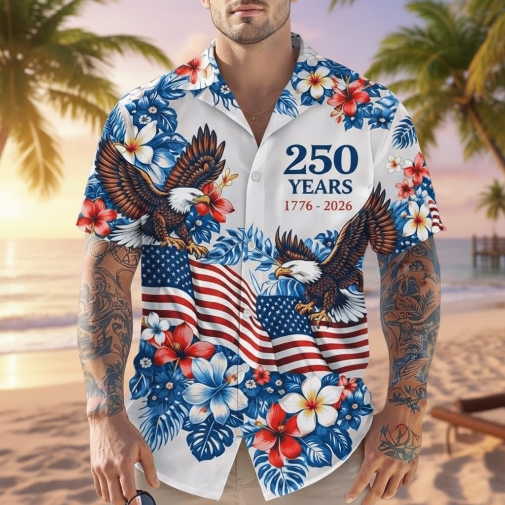 American 250th Anniversary Art - Hawaiian Shirt - Gift for Dad, Husband, Grandpa | HN02