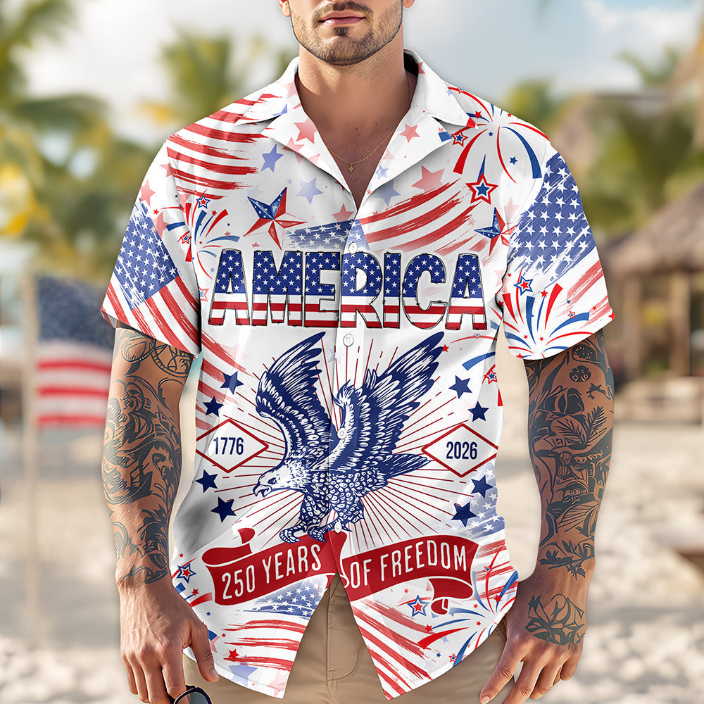 America 250 Years Of Freedom - Hawaiian Shirt - Gift for Dad, Husband, Grandpa HN02