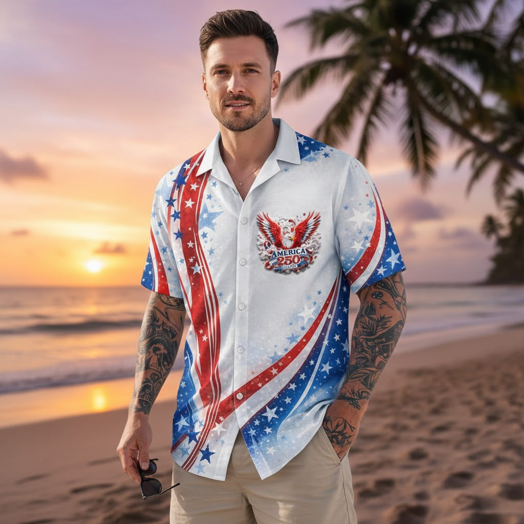 America 250 Year Eagle - Hawaiian Shirt - Gift for Dad, Husband, Grandpa | HN02
