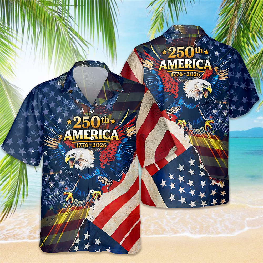 Patriotic 250th America 1776-2026 Eagle - Hawaiian Shirt - Gift for Dad, Husband, Grandpa HN02
