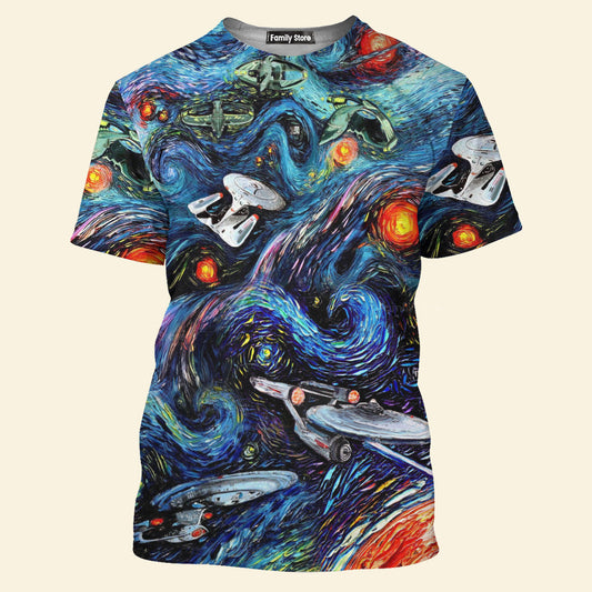 SaTr Starry Night Fantaxy Ships Cool T-Shirt