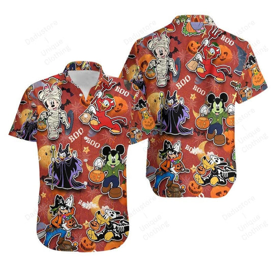 NoClaws Disney Hawaii Shirt Halloween Disney Characters In Costume Hawaiian Shirt Orange Unisex