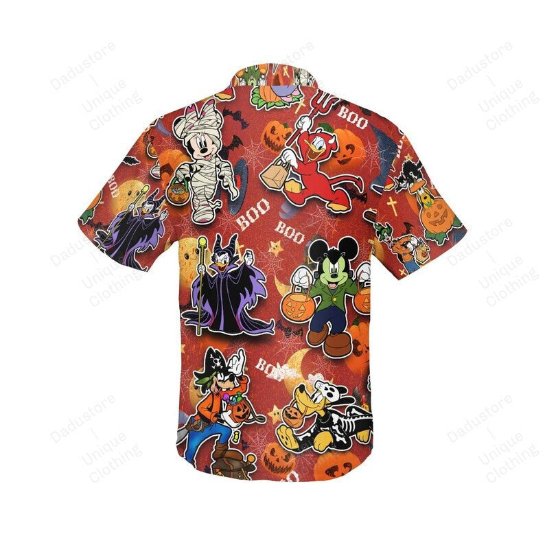 NoClaws Disney Hawaii Shirt Halloween Disney Characters In Costume Hawaiian Shirt Orange Unisex