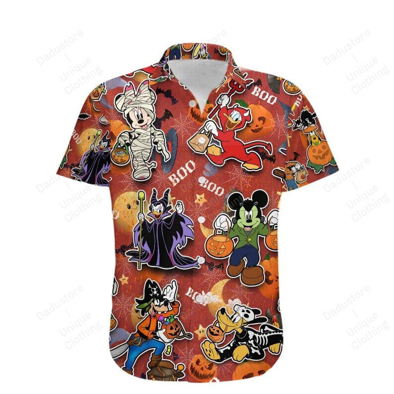 NoClaws Disney Hawaii Shirt Halloween Disney Characters In Costume Hawaiian Shirt Orange Unisex