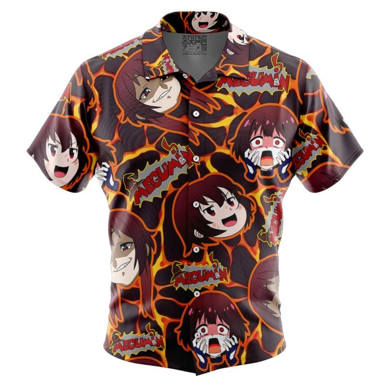 Smug Face Megumin Konosuba Button Up Hawaiian Shirt