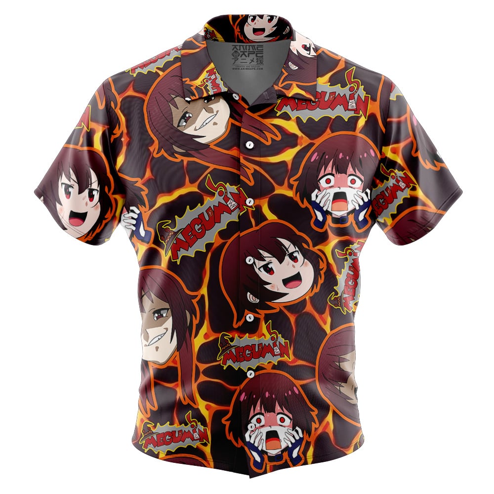 Smug Face Megumin Konosuba Button Up Hawaiian Shirt