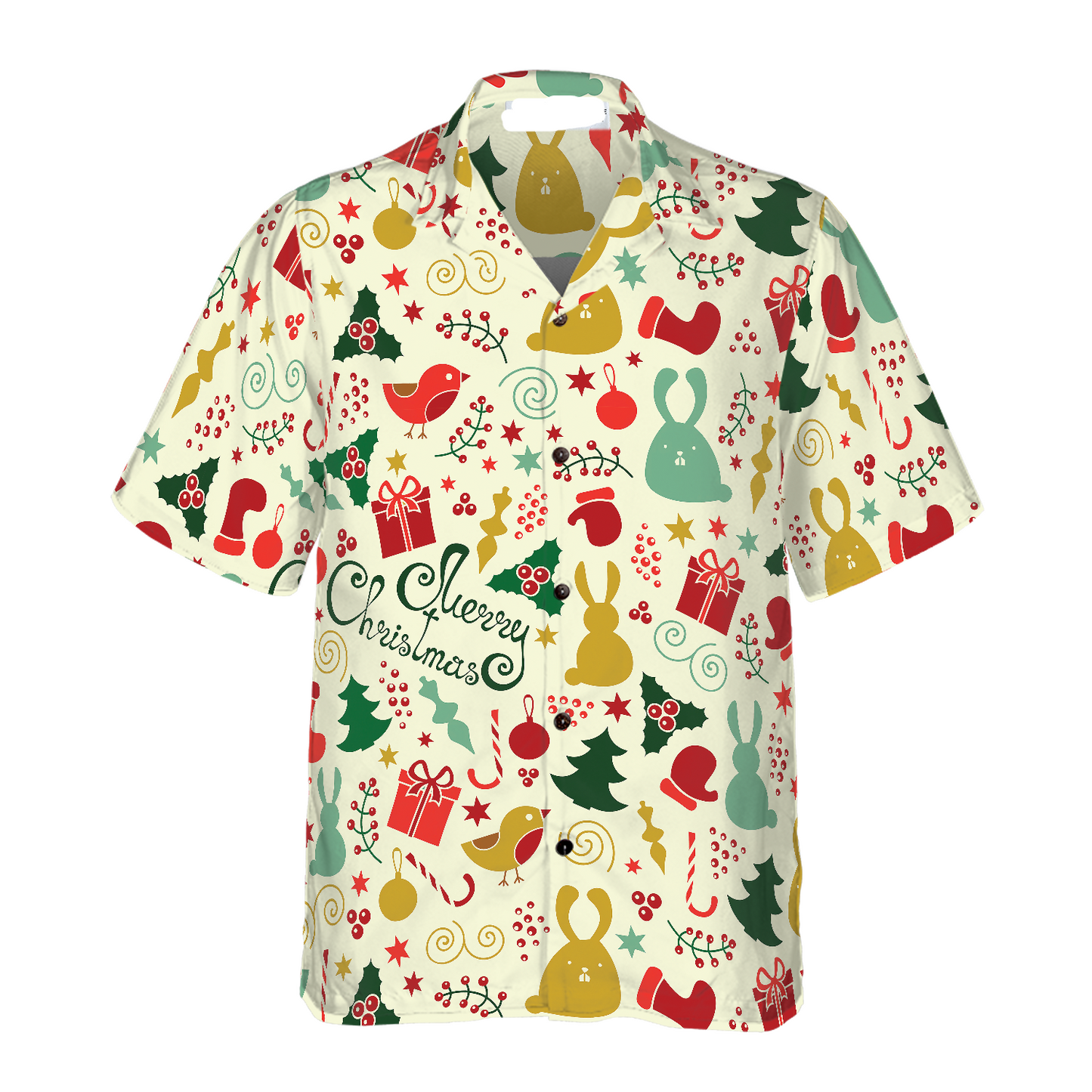 NoClaws Christmas Hawaii Shirt Merry Christmas Holiday Pattern Hawaiian Shirt Colorful Unisex