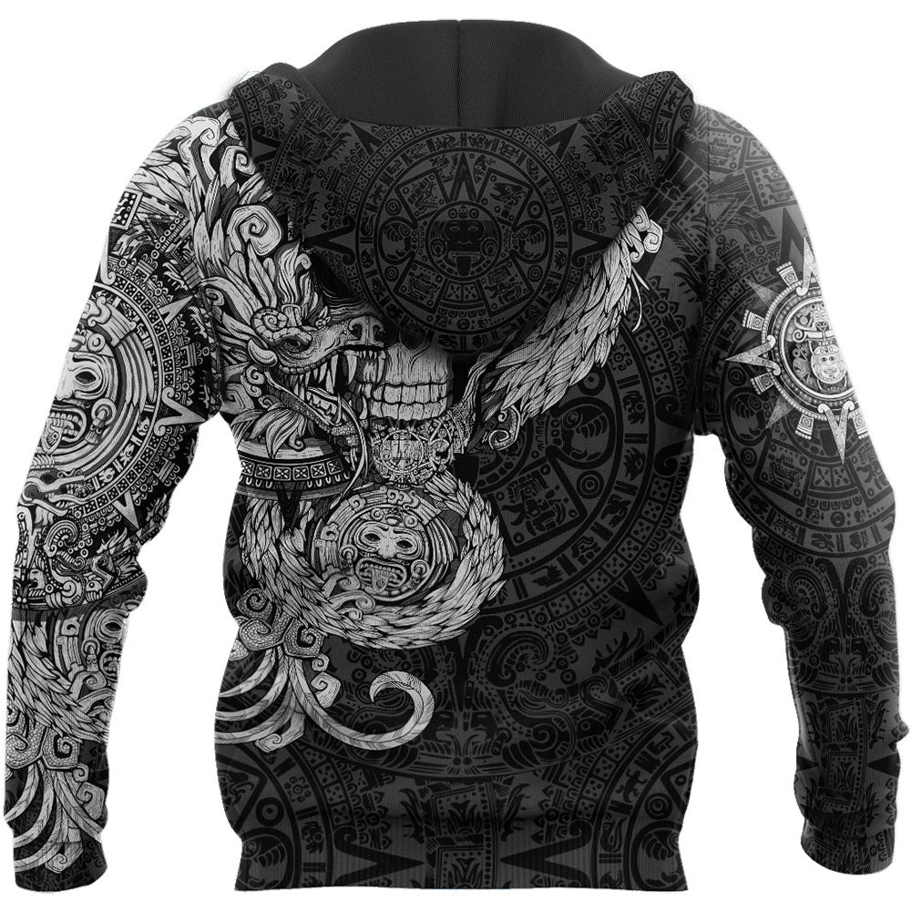 Mexico Hoodie Mexico Aztec Quetzalcoatl Skull Hoodie Black Unisex