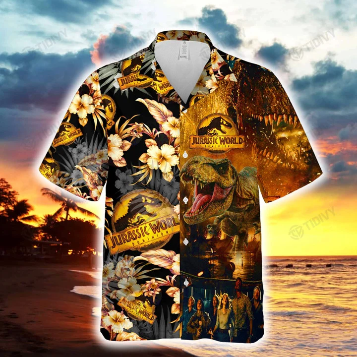 NoClaws Jurassic Park Hawaiian Shirt Jurassic Park Tropical Summer Yellow Hawaii Shirt Jurassic Park Aloha Shirt