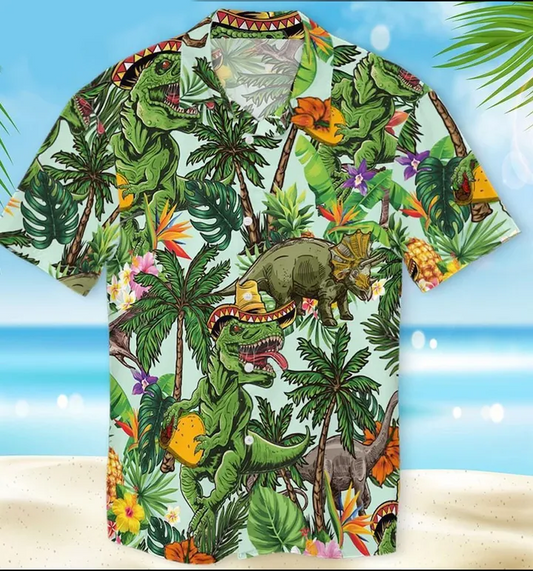 NoClaws Jurassic Park Hawaiian Shirt T-rex With Taco Jurassic Dinosaur Hawaii Shirt Jurassic Park Aloha Shirt