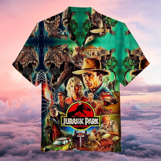 NoClaws Jurassic Park Hawaiian Shirt Classic Movie Series Hawaii Shirt Jurassic Park Aloha Shirt