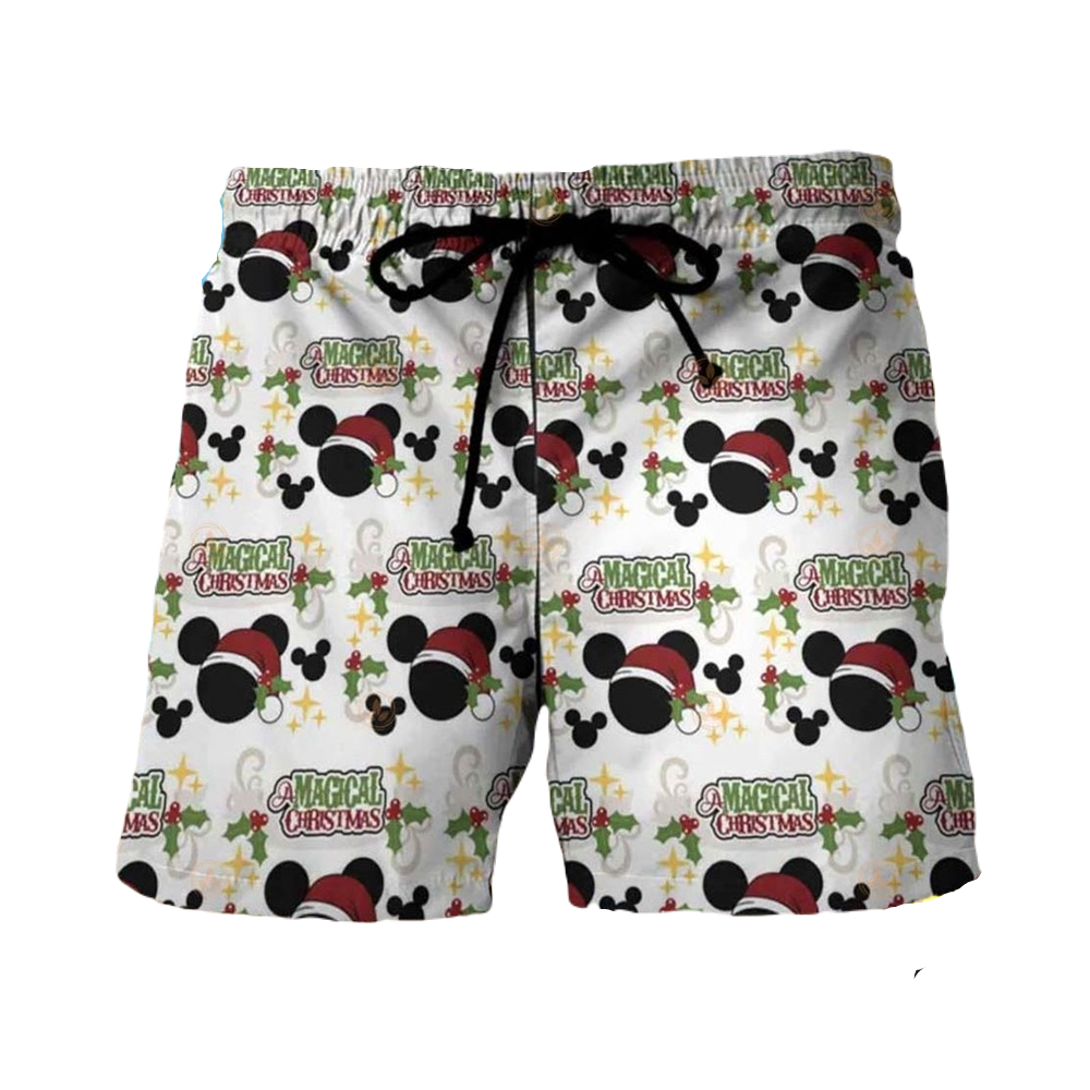 Mickey Mouse Shorts Mickey Mouse Head a Magical Christmas Beach Shorts Colorful