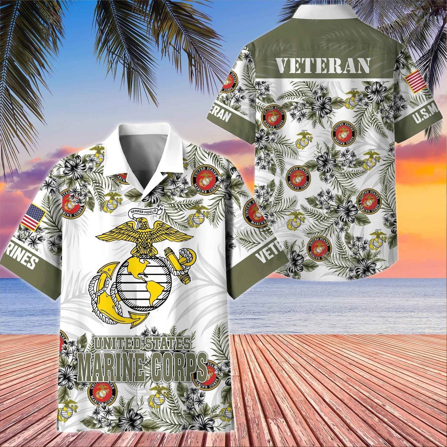 Us Marines Veteran - Hawaiian Shirt -  Patriotic Gift For Veterans | HN02