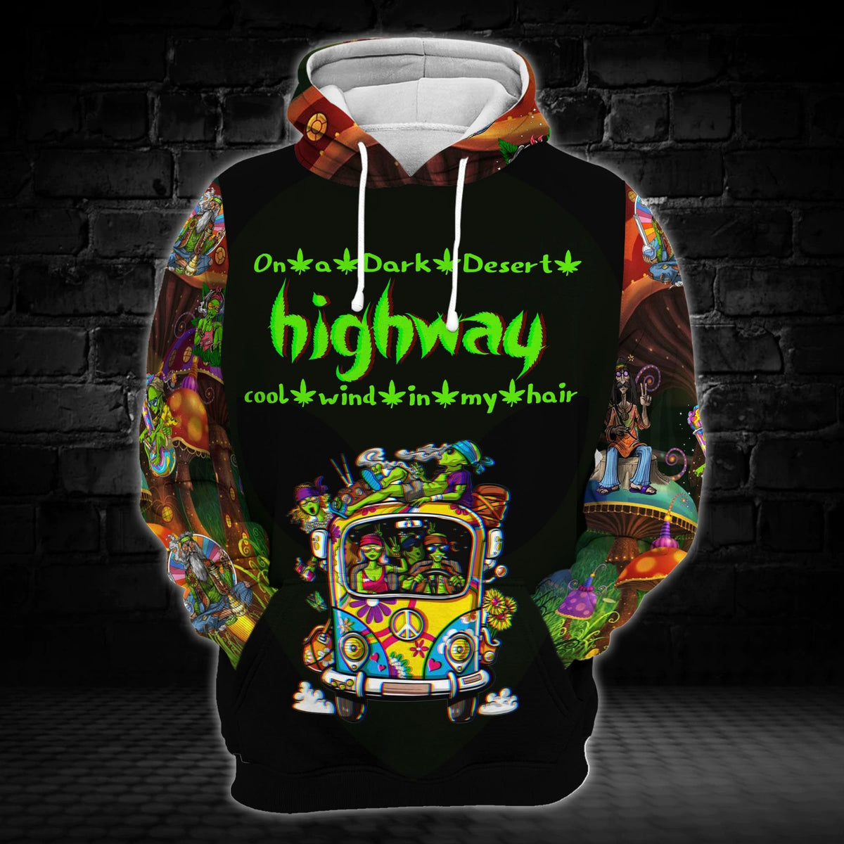 Alien Hippie Hoodie On A Dark Desert Highway Cool Wind In My Hair Alien Hoodie Apparel Adult Full Print