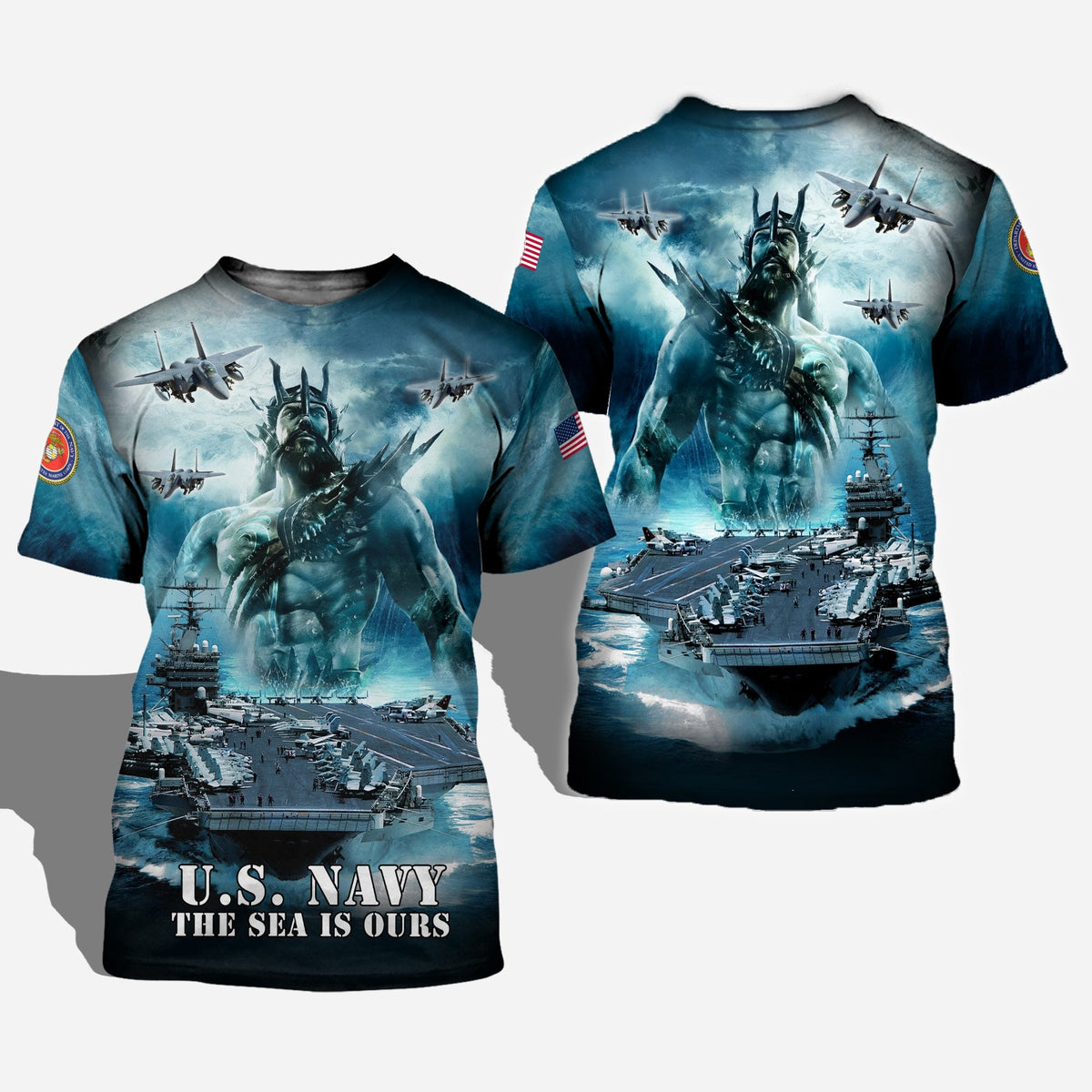 Friday89 Veteran US Navy Hoodie The Sea Is Ours Poseidon AOP T-shirt 3d Hoodie