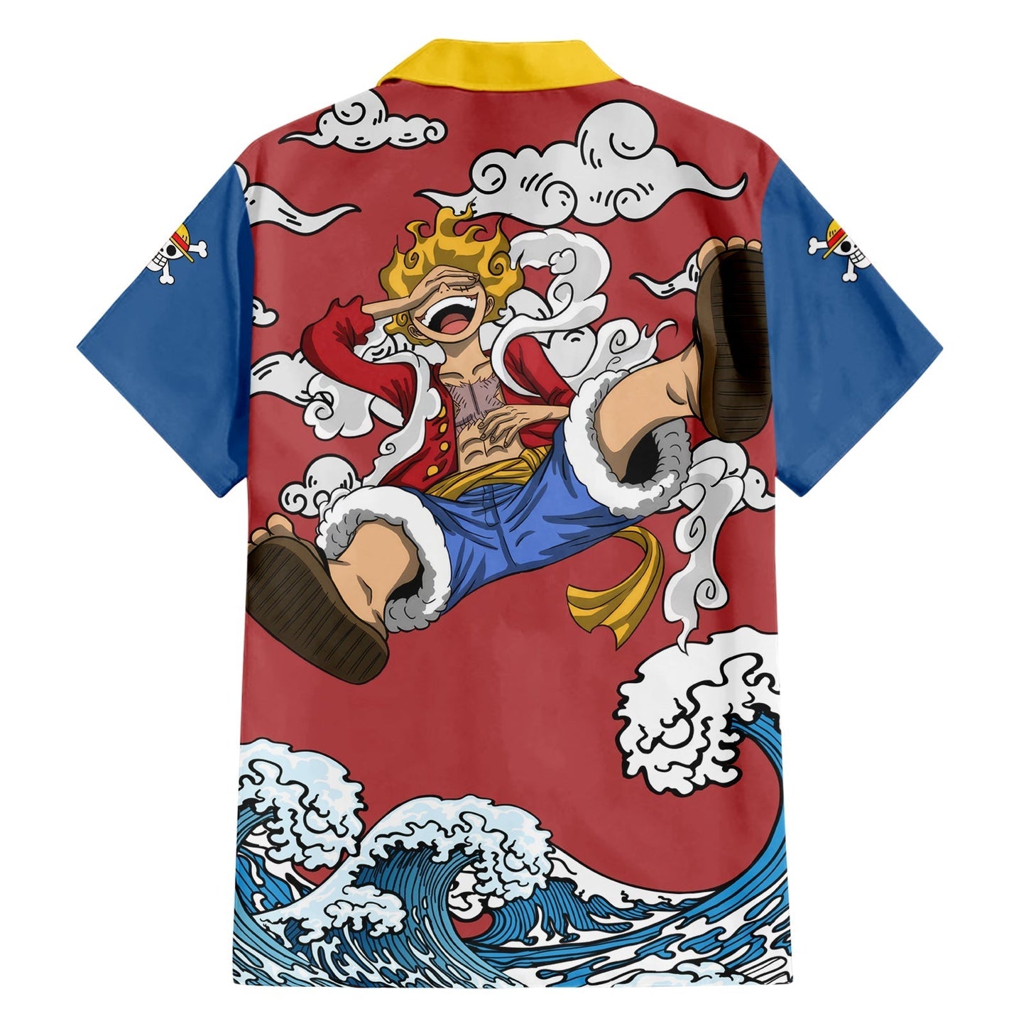 NoClaws NoClaws One Piece Hawaii Shirt Monkey D Luffy One Piece Gear 5 Awakening Hawaiian Shirt Red Blue Unisex