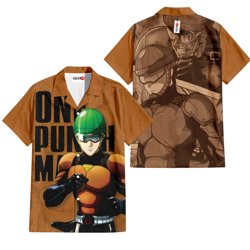 NoClaws NoClaws One Punch Man Hawaii Shirt One Punch Man Mumen Rider Hero Hawaiian Shirt Brown Unisex