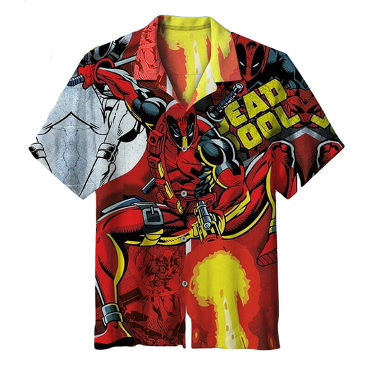 NoClaws Deadpool Hawaii Shirt Marvel Deadpool Comic Fighting Pose Hawaiian Shirt Red Unisex