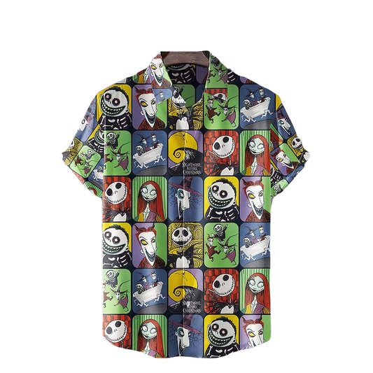 NoClaws The Nightmare Before Christmas Hawaii Shirt Characters Square Pattern Aloha Shirt Colorful Unisex