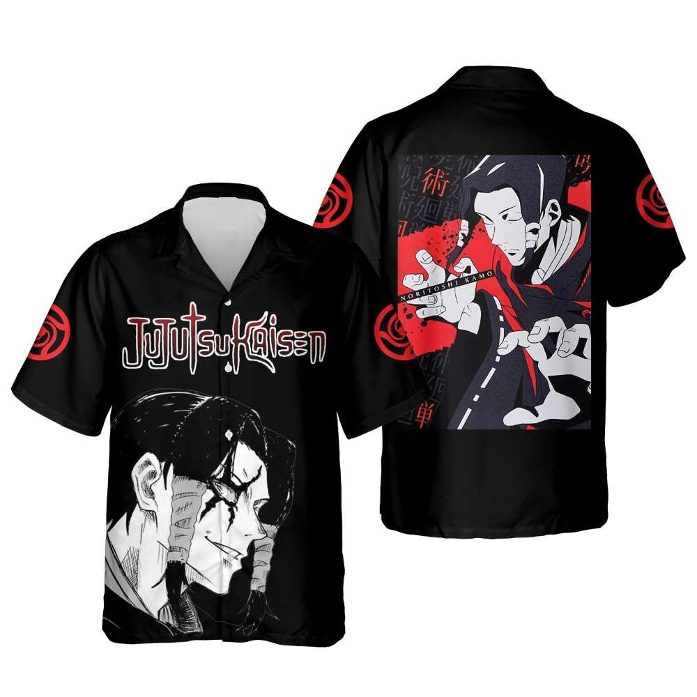 NoClaws Jujutsu Kaisen Hawaii Shirt Jujutsu Kaisen Noritoshi Kamo Graphic Aloha Shirt Black Unisex