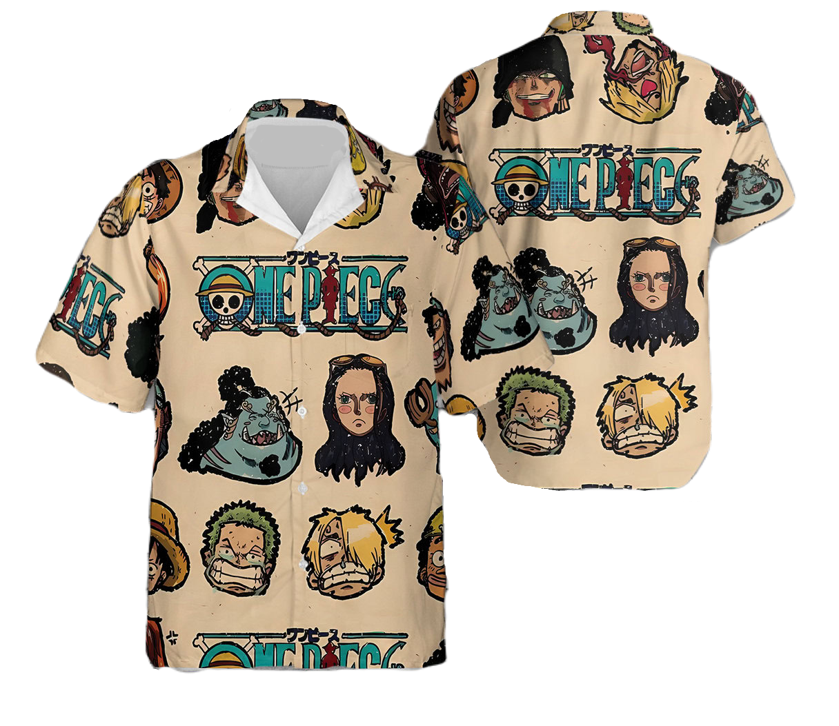 NoClaws NoClaws One Piece Hawaii Shirt One Piece Characters Face Emotions Hawaiian Shirt Colorful Unisex