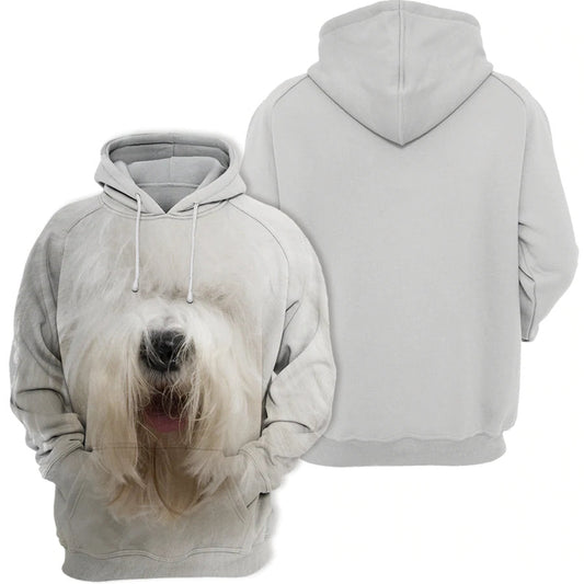 Dog Hoodie Old English Sheepdog Dog Face Graphic Hoodie White Unisex