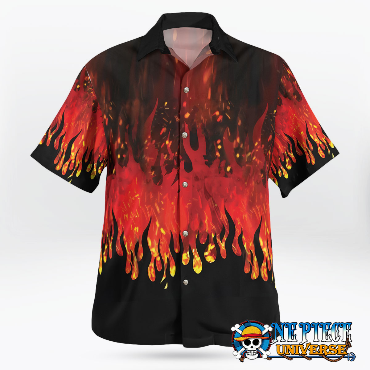 One Piece ACE Fire Pattern Button Up Hawaiian Shirts For Sale | One Piece Universe Store